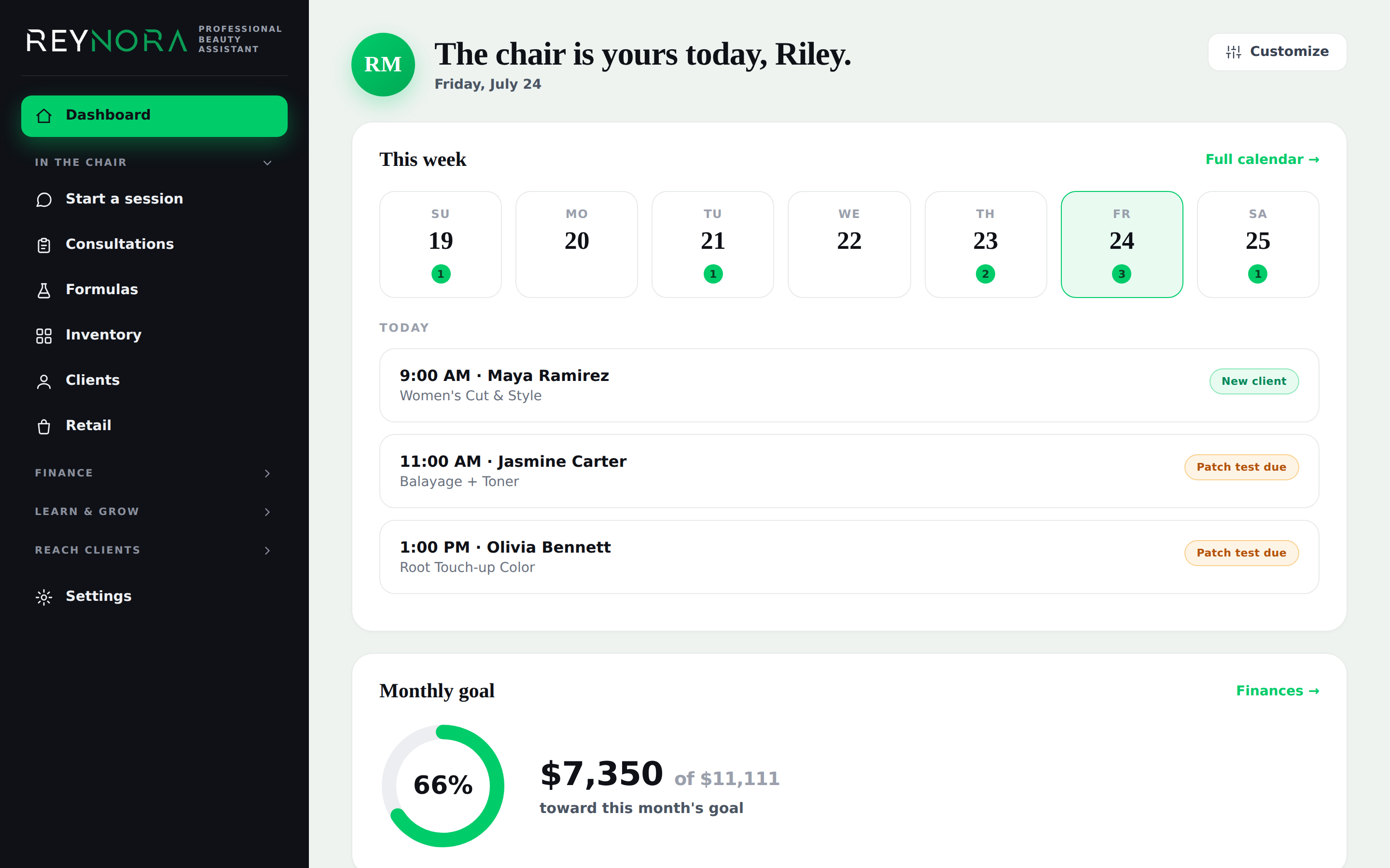 Reynora dashboard